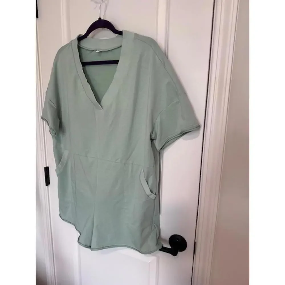 Oversized T-Shirt Romper with Pockets‎